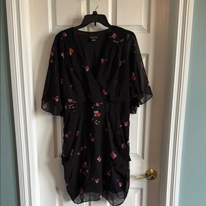 City Chic Black with florals Ruffled Midi Sundress